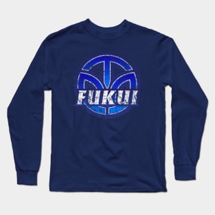 Fukui Prefecture Japanese Symbol Distressed Long Sleeve T-Shirt